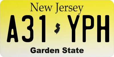 NJ license plate A31YPH
