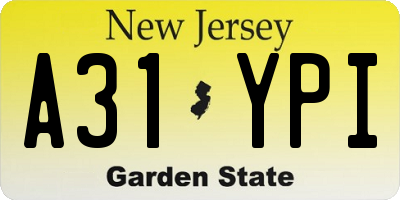 NJ license plate A31YPI