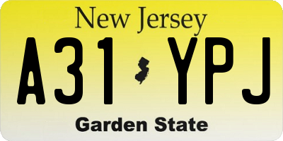 NJ license plate A31YPJ