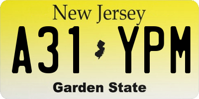 NJ license plate A31YPM