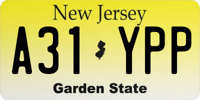 NJ license plate A31YPP