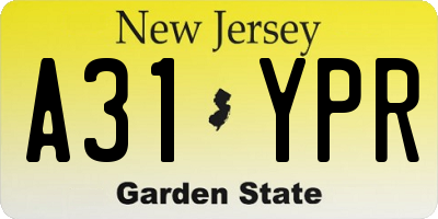 NJ license plate A31YPR