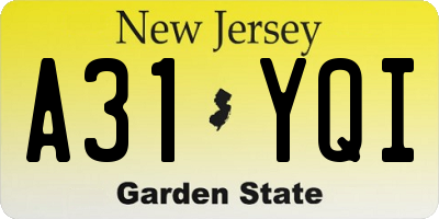 NJ license plate A31YQI