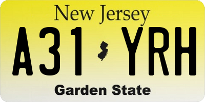 NJ license plate A31YRH