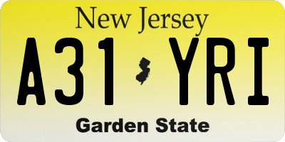 NJ license plate A31YRI