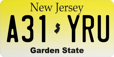 NJ license plate A31YRU