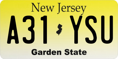 NJ license plate A31YSU
