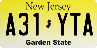 NJ license plate A31YTA