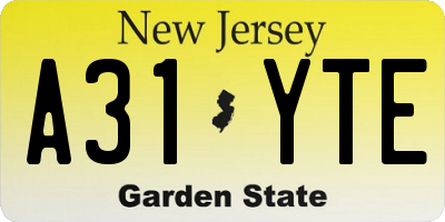 NJ license plate A31YTE