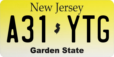 NJ license plate A31YTG