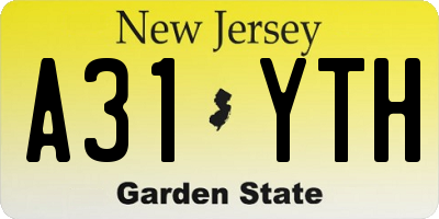 NJ license plate A31YTH