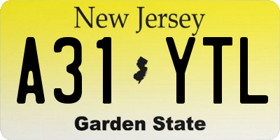 NJ license plate A31YTL