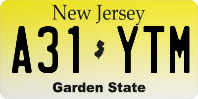 NJ license plate A31YTM
