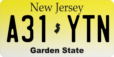 NJ license plate A31YTN
