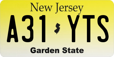 NJ license plate A31YTS
