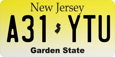 NJ license plate A31YTU