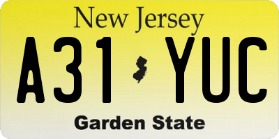 NJ license plate A31YUC