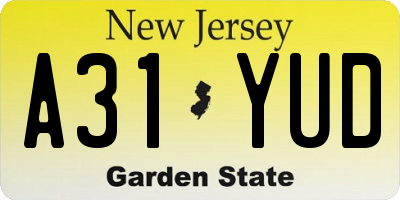 NJ license plate A31YUD