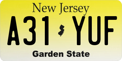 NJ license plate A31YUF