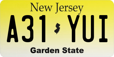 NJ license plate A31YUI
