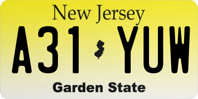 NJ license plate A31YUW