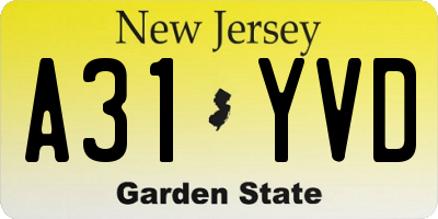 NJ license plate A31YVD