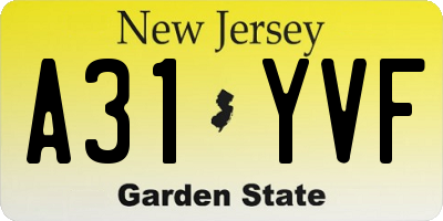 NJ license plate A31YVF