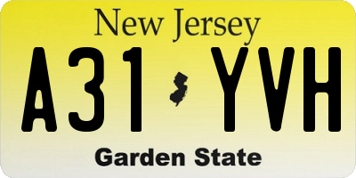 NJ license plate A31YVH