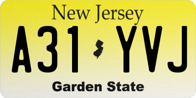 NJ license plate A31YVJ