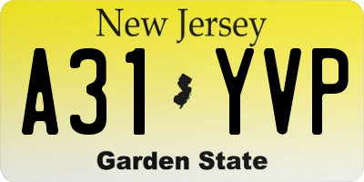 NJ license plate A31YVP