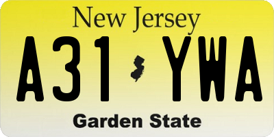 NJ license plate A31YWA