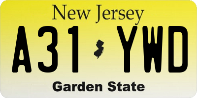 NJ license plate A31YWD