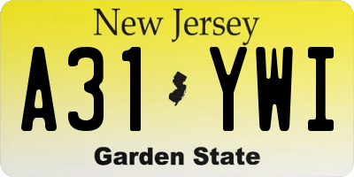 NJ license plate A31YWI