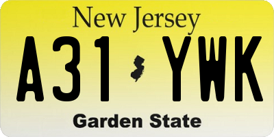 NJ license plate A31YWK
