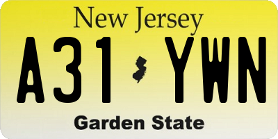 NJ license plate A31YWN