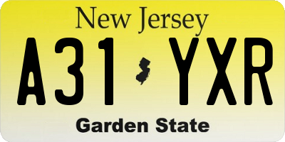NJ license plate A31YXR