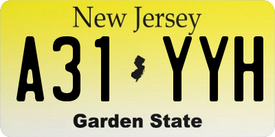 NJ license plate A31YYH
