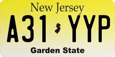 NJ license plate A31YYP