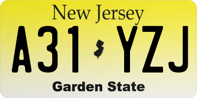 NJ license plate A31YZJ