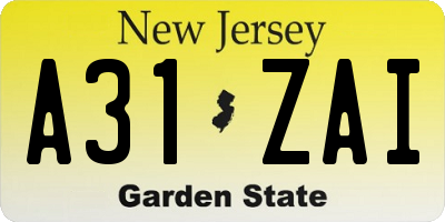NJ license plate A31ZAI