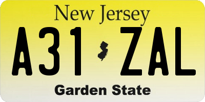 NJ license plate A31ZAL