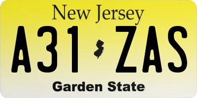 NJ license plate A31ZAS