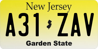 NJ license plate A31ZAV