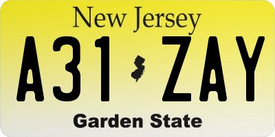 NJ license plate A31ZAY