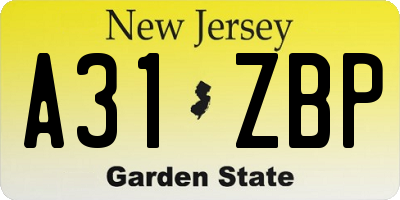NJ license plate A31ZBP