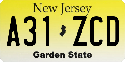 NJ license plate A31ZCD