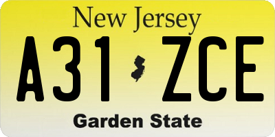NJ license plate A31ZCE