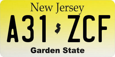 NJ license plate A31ZCF