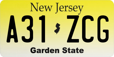 NJ license plate A31ZCG