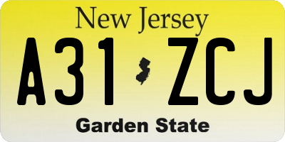 NJ license plate A31ZCJ
